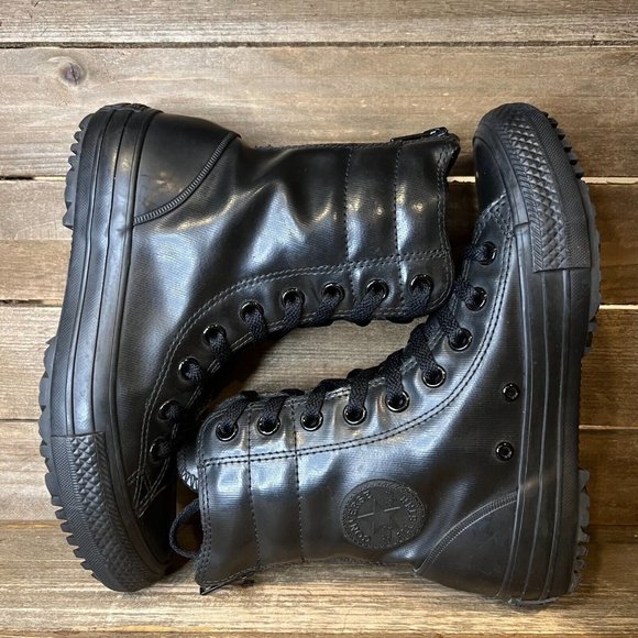 Big Kids Converse CTAS Hi-Rise Black Rubber Waterproof Ankle  Big Kids‎ Converse CTAS Hi-Rise Black Rubber Waterproof Ankle Boots Size 5 Y GUC